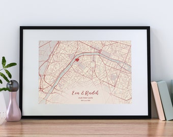 Personalized Where We Met Map Print, Anniversary Gift (Digital File)