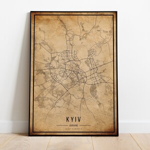 Kyiv Vintage Map Poster, Kyiv Old Map, Grunge Kyiv Map, Old Decor, Rustic Wall Art, City Maps Print, Map Wall Decor, Printable Wall Art