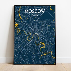Cartaz do mapa azul de Moscou, pôster do mapa azul da cidade de Moscou, sinal da cidade de Moscou, mapa da Rússia para impressão, pôster de Moscou, tela
