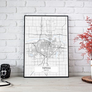 Topeka Karte Poster, Topeka Karte, Topeka Classic Map Poster, Topeka Stadtplan, Kansas Karte Leinwanddruck, Geschenk für Ihn und für Sie