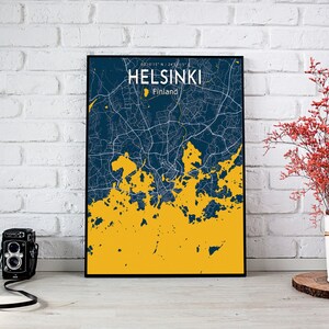 Helsinki Blue Map Poster, Helsinki City Blue Map Poster, Helsinki City Sign, Finland Map Canvas Print, Helsinki Home Poster