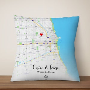 Où tout a commencé Cadeau de carte, Oreiller personnalisé, Oreiller personnalisé, Cadeau d’anniversaire, Cadeau pour elle, Oreiller avec carte, Où tout a commencé,