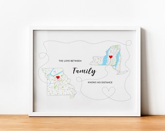 Long Distance Gift, Family Gift, Going Away Gift, Custom Moving Away Gift Print, Best Friend Gift, Far Away Gift