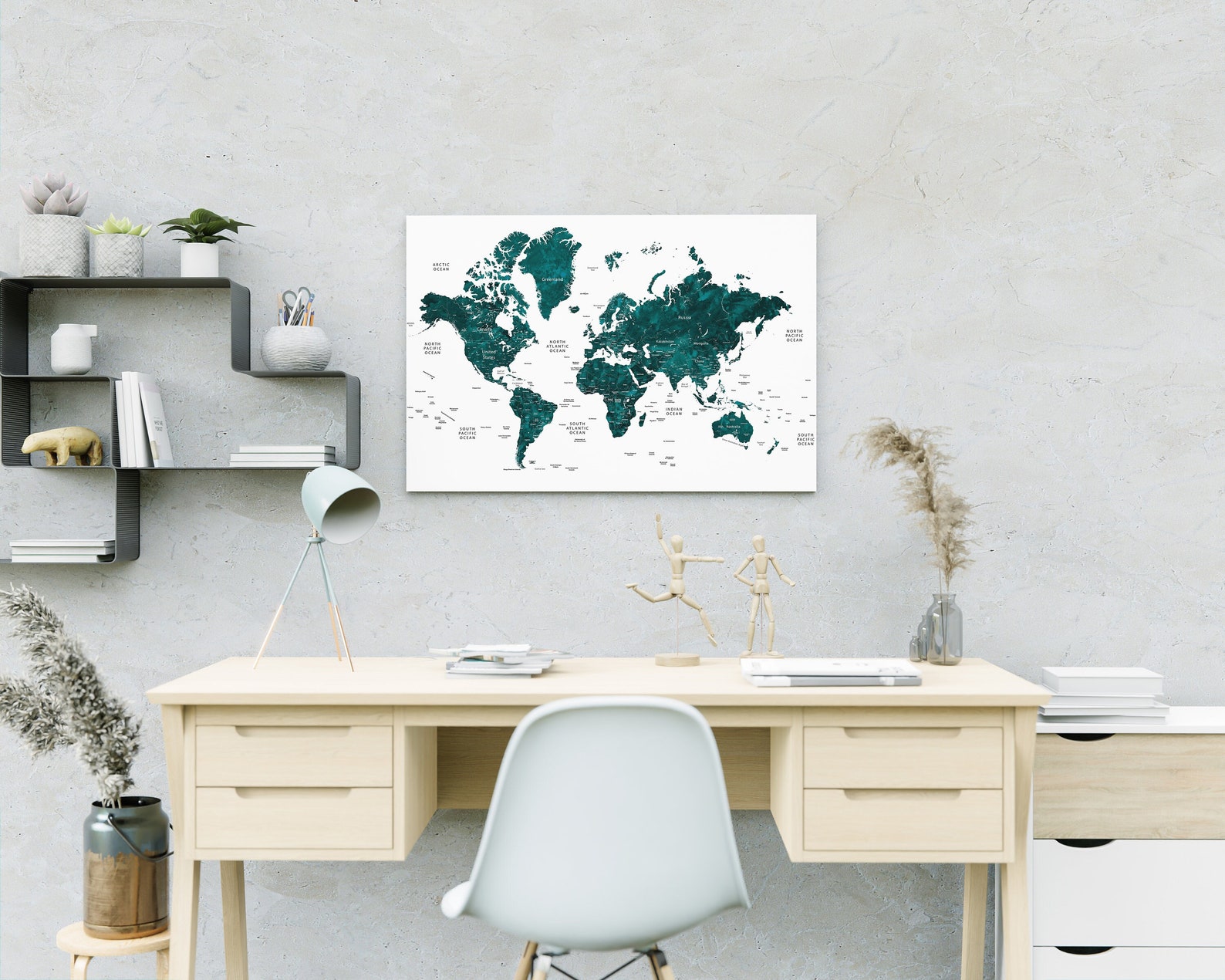 Watercolor World Map Print: Family Travel Canvas or Poster - Etsy