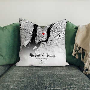 Almohada personalizada, Almohada personalizada, Regalo de aniversario, regalo familiar, almohada de mapa, regalo personalizado, Regalo de distancia, donde nos conocimos, regalo para ella