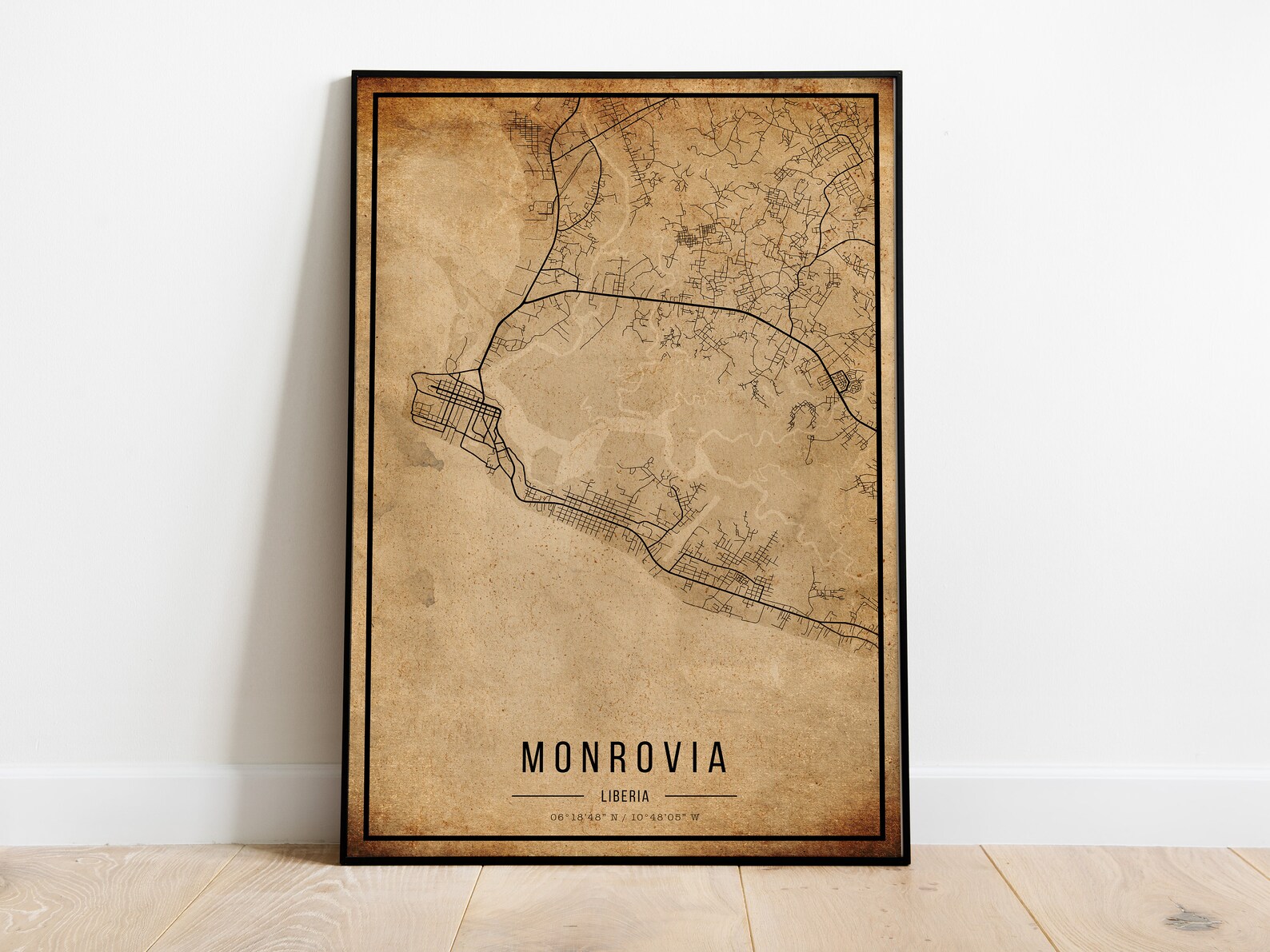 Monrovia Vintage Map Poster Monrovia Old Map Grunge Monrovia Etsy