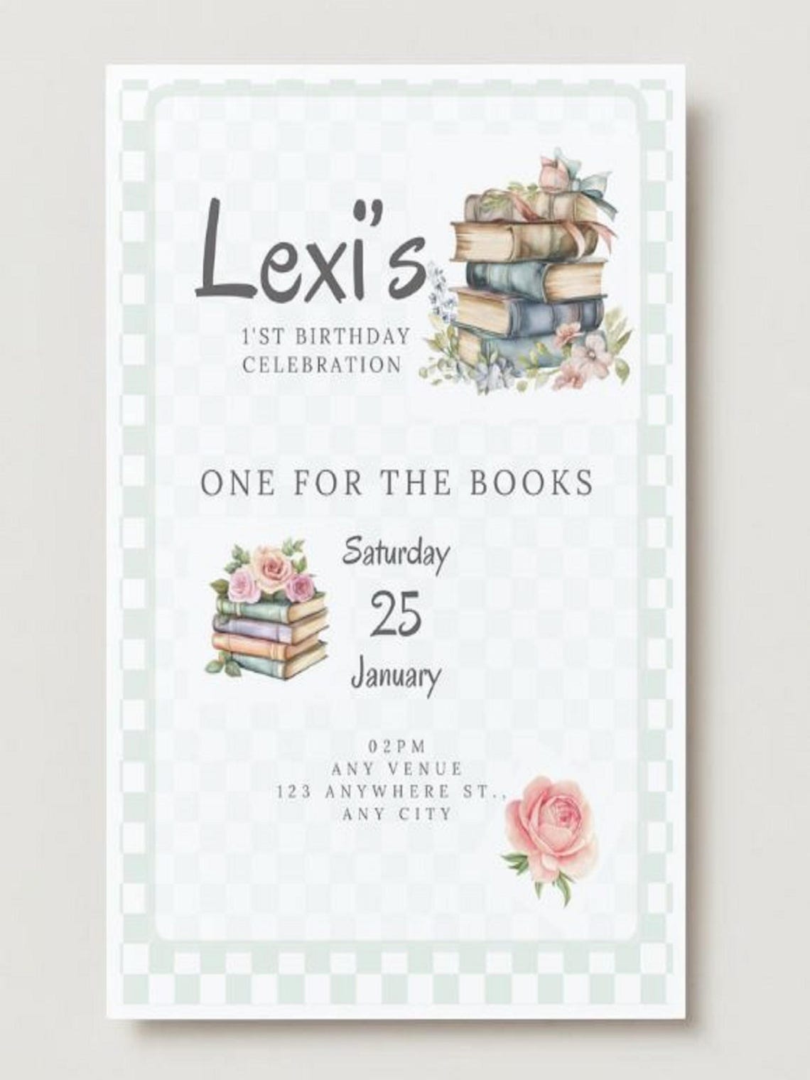 Reading Event Invite One for the Books Birthday Invitation, Printable Books Party Invite ...