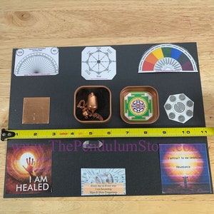 Copper Conical Radionics Pendulum kit with 3 pendulum charts.