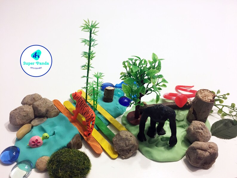 Animals|Loose Parts|Panda| Panda Play dough Sensory Kit|Montessori|Play dough Box|Zoo