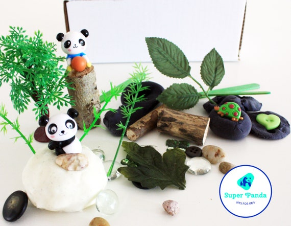 Animals|Loose Parts|Panda| Panda Play dough Sensory Kit|Montessori|Play dough Box|Zoo