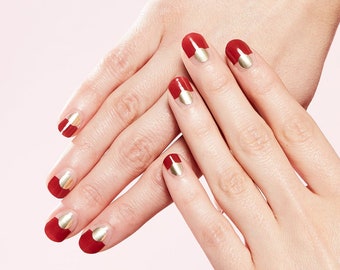 BOGO** ARTIPS Isa - Red Gold Stylish Gel Nail Strips, Nail Stickers, Nail Wraps, Nail Art Supply