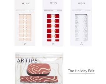 ARTIPS The Holiday Nail Strips & Nail File Set – Holiday Nail Stickers, Christmas Nail Strips, Holiday Nail Designs