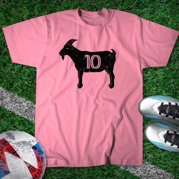 GOAT 10 - Vintage Pink T-shirt - Official Goat Gear - Miami Soccer