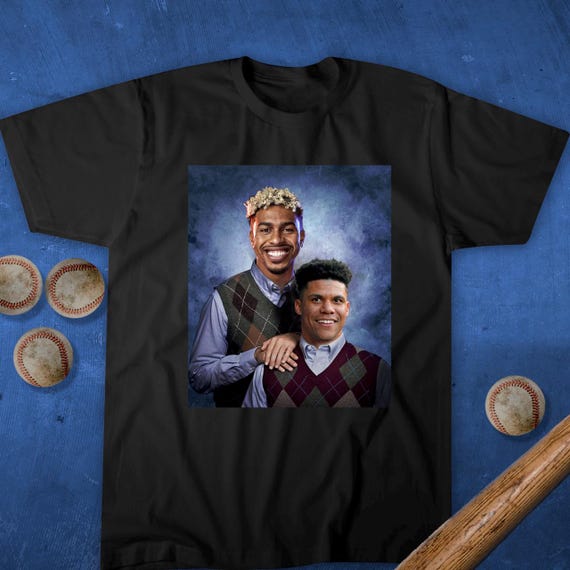 Lindor and Soto - Stepbrothers - Black Tshirt - New York Baseball