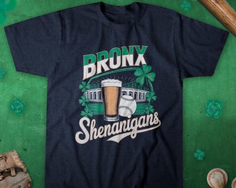 Bronx Shenanigans - Vintage St Patrick&#39;s Day Tshirt - Navy - New York Baseball - Irish - St Paddy&#39;s Day