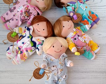 Stuffed Toy Doll Boy And Doll Girl  Cute Handmade Rag Doll Gift For Girl Or Boy Doll in bodysuit Small Dolls Height 20cm