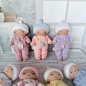 Personalized first baby doll Handmade Stuffed  Doll Custom Rag Doll Personalized  Gift Doll for Boy or Girl Cloth doll