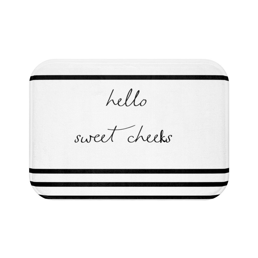 Hello Sweet Cheeks Black and White Striped Bath Mat Etsy