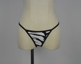 Zebra Print Low Cut G-String. Sexy G-String. Exotic Animal Print Lingerie.
