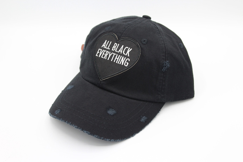 Black Dad Hat Distressed Dad Hat