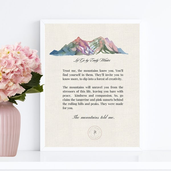 Hiker Wall Art, Mountain Wall Art, Mountain Print Hiker Gifts, nature lover gift, Wall Decor, Art Print, Nature Poem, Wall Art, Wanderlust