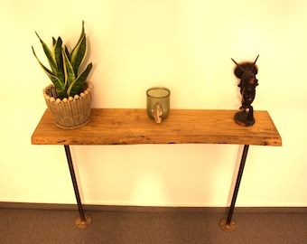 Console "Vintage look/ Rustic wood / Industrial Leg / Gang table with metal legs / Console table