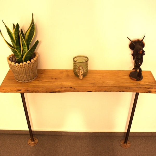 Console "Vintage look/ Rustic wood / Industrial Leg / Gang table with metal legs / Console table