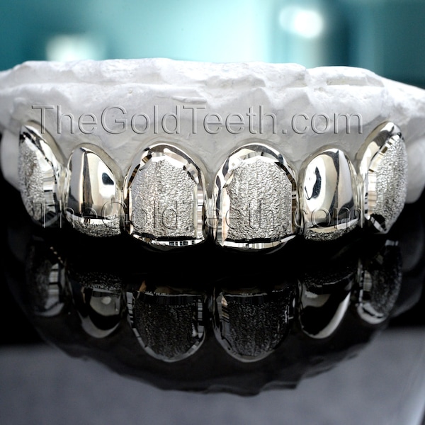 Silver Grillz 935 Argentium Custom Silver Diamond Dust Teeth Real Grillz