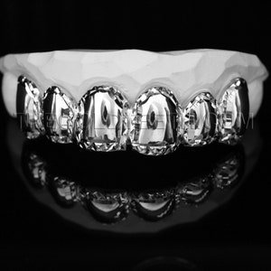 Silver Grillz 935 Argentium Silver Diamond Cut Teeth Real Grillz