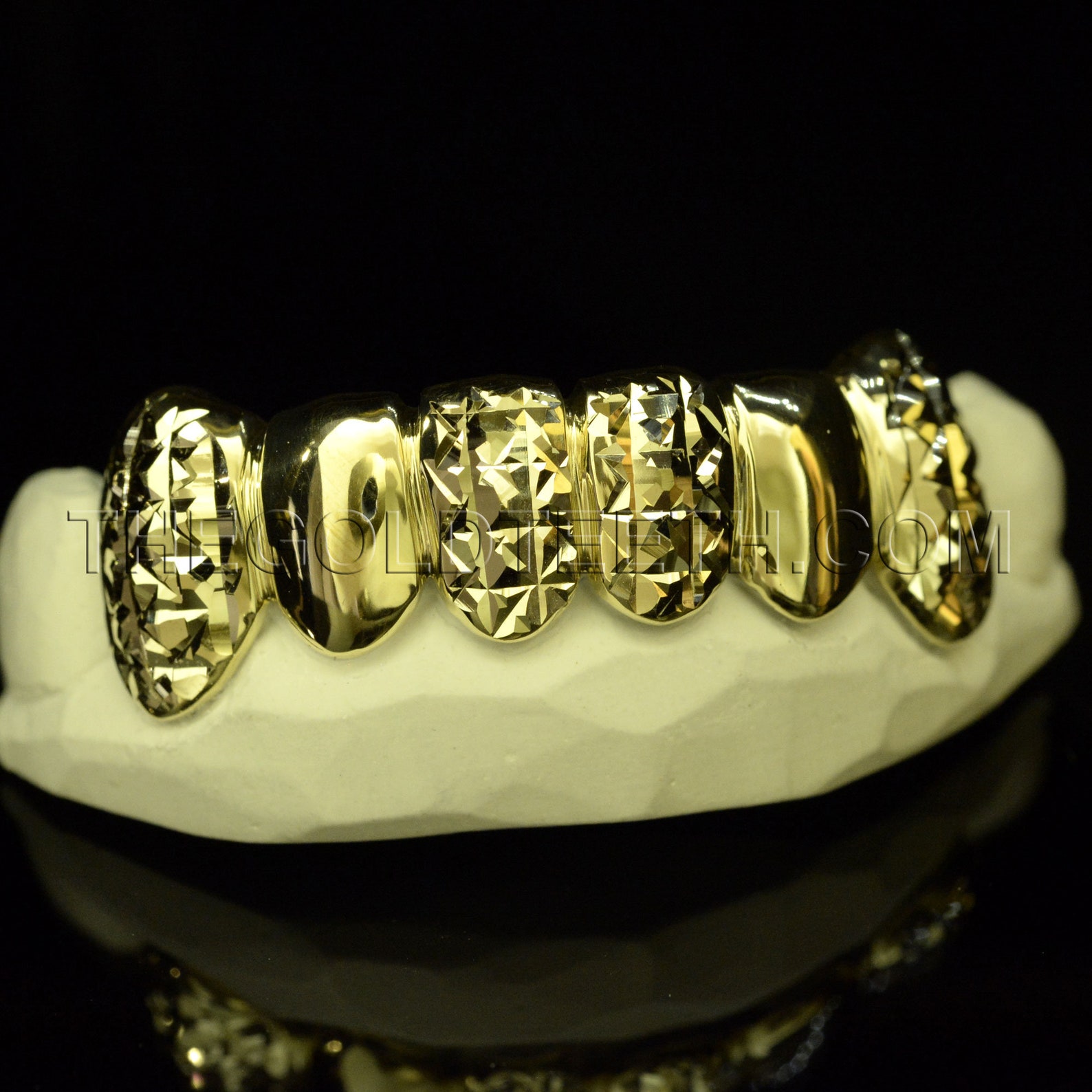 Solid 10k Or 14k Yellow Gold Custom Fit Grillz – Princess + Dust Cut – Handmade