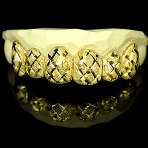 Gold Grillz 10k,14k,18k Custom Gold Teeth Diamond Dust Yellow Grillz Real Gold Grill