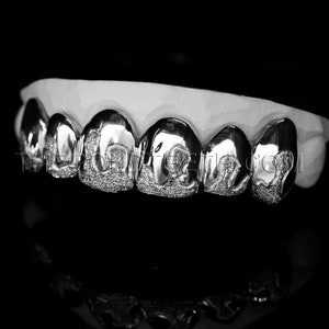 Custom Silver Grillz 935 Argentium Silver Diamond Dust Teeth Real Grillz