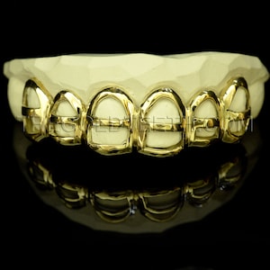 Custom Grillz 10k,14k,18k Gold Teeth Open Face Yellow Grillz Real Gold Grill