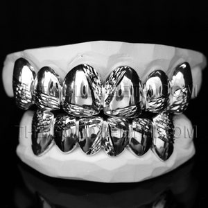 Silver Grillz 925 Custom Sterling Silver Teeth Real Diamond Cut Silver Grill