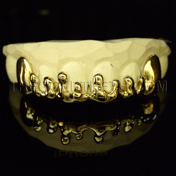 Gold Grillz 10k,14k,18k Custom Gold Teeth Drip Yellow Grillz Real Gold Grill