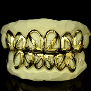 Grillz 10k Gold Teeth Open Face Yellow Custom Grillz Real Gold Grill