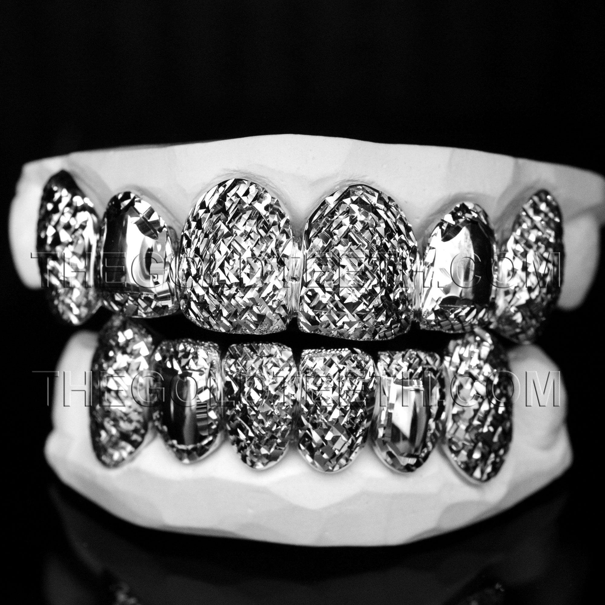 Sterling Silver Diamond Cut Grillz - Custom Gold Grillz