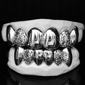 Silver Grillz 925 Silver Custom Teeth Real Diamond Cut Silver Grill