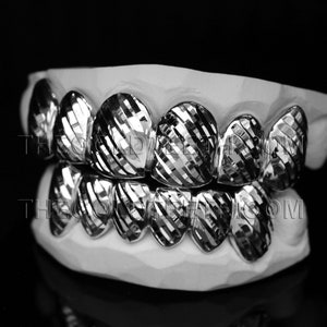Custom Sterling Silver Grillz 925 Silver Teeth Real Diamond Cut Silver Grill