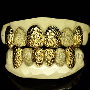 Grillz 10k Gold Teeth Diamond Dust Yellow Gold Grillz Real Custom Gold Grill
