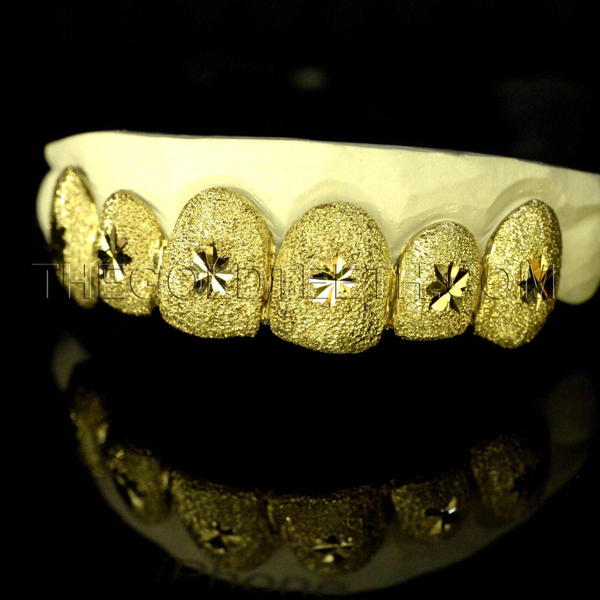 Custom Grillz 10k Gold Teeth Diamond Dust Yellow Gold Grillz Etsy