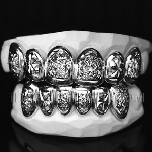 Silver Grillz 925 Sterling Silver Teeth Real Diamond Cut Custom Silver Grill