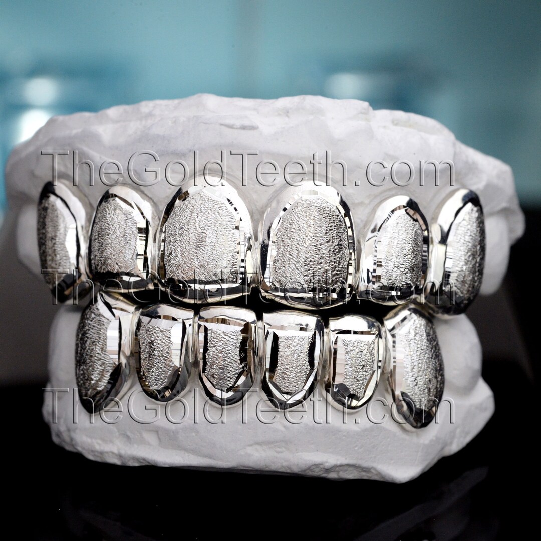 925 Solid Sterling Silver Starburst + selling Diamond Dust Cut Handmade Custom Fit Grill Grillz