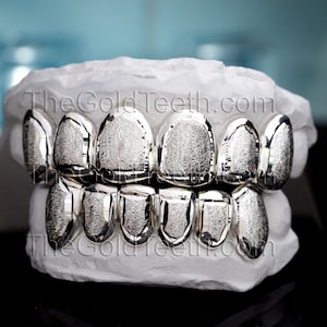 Sterling Silver Grillz 925 Custom Silver Teeth Real Diamond Dust Silver Grill