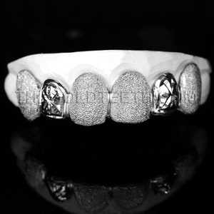 Silver Grillz 935 Argentium Silver Diamond Dust Teeth Real Grillz