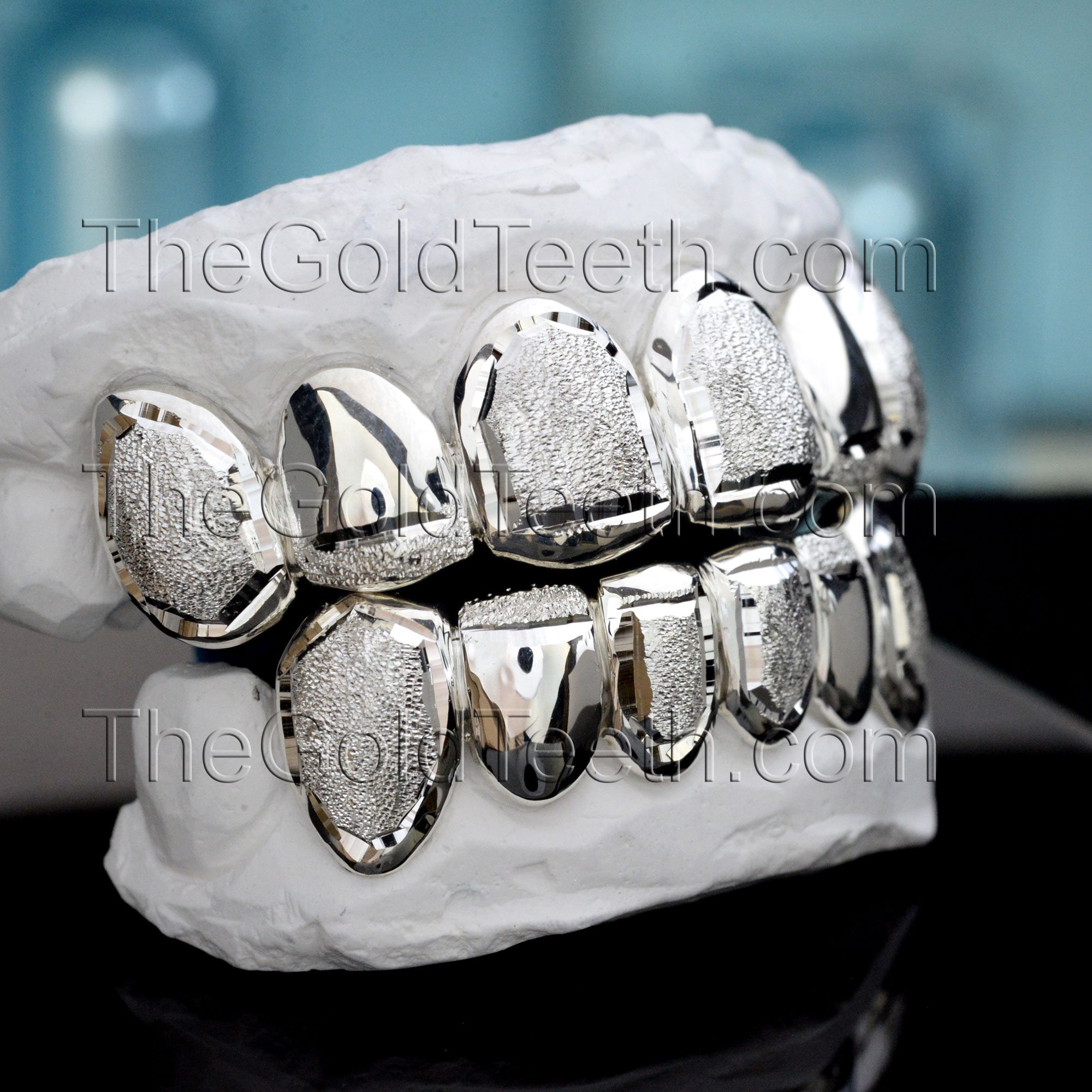 Silver Grillz 935 Argentium Custom Silver Diamond Dust Teeth Real