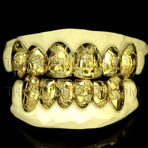 Grillz 10k Gold Teeth Diamond Dust Yellow Gold Grillz Real Custom Gold Grill