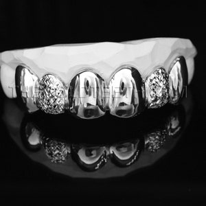Custom Silver Grillz 935 Argentium Silver Diamond Cut Teeth Real Grillz