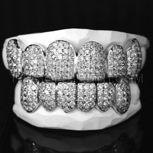 Grillz CZ Iced Out Silver Grillz Custom 925 Sterling Silver Etsy