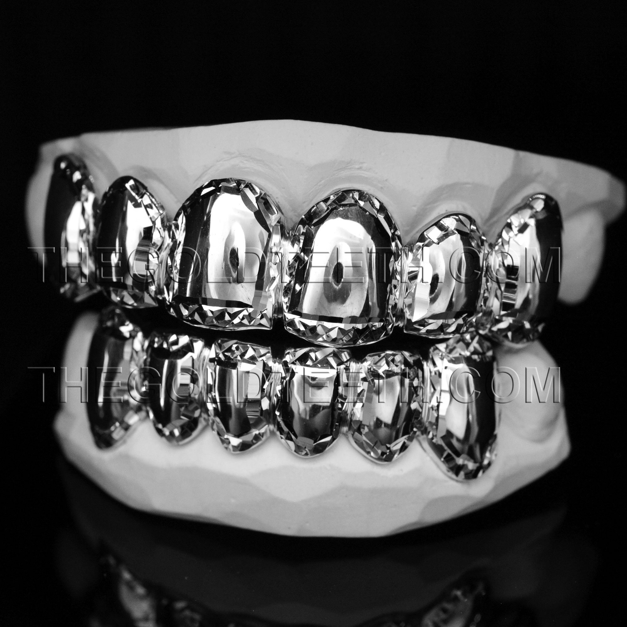 Sterling Silver Diamond Cut Grillz - Custom Gold Grillz